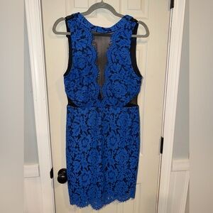 Astr Royal Blue Lace Backless Dress